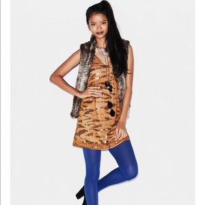 Mustard & Bronze Beaded Cocktail Dress